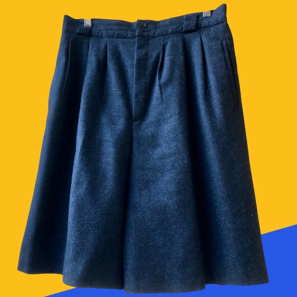 Giorgio Sant'Angelo Vintage 80’s Black Wool Lined Shorts Culottes size 12 - Picture 3 of 13